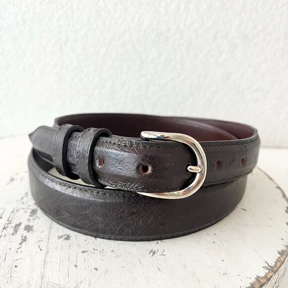 Rod Patrick Boots Mens Western Belt 1.25" Size 44 Taper End Brown Smooth Ostrich - Picture 1 of 12